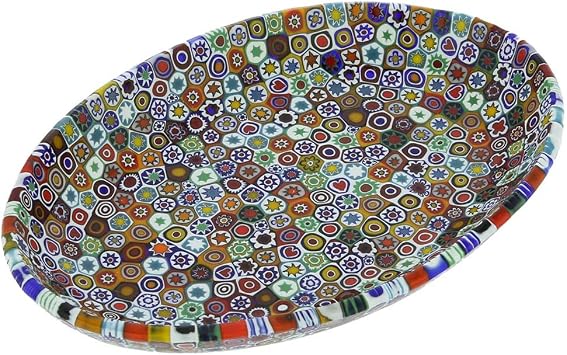 Glass Of Venice Murano Millefiori Oval Plate - Multicolor