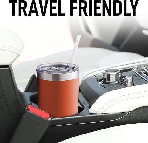 Miniatura 30 de Zulay - Taza de café aislada de 12 onzas con tapa, taza de campamento de acero inoxidable con asa, taza aislada al vacío de doble pared Duracoated