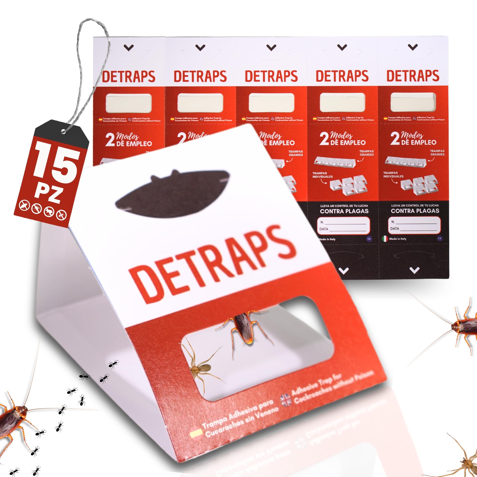 15 PCS - Trappole scarafaggi, trappole per blatte da interno - Prodotto in Italia - Trappole Per Blatte e Scarafaggi, trappole Insetti e Ragni in casa, Soluzione Efficace e Sicura (15 unità)