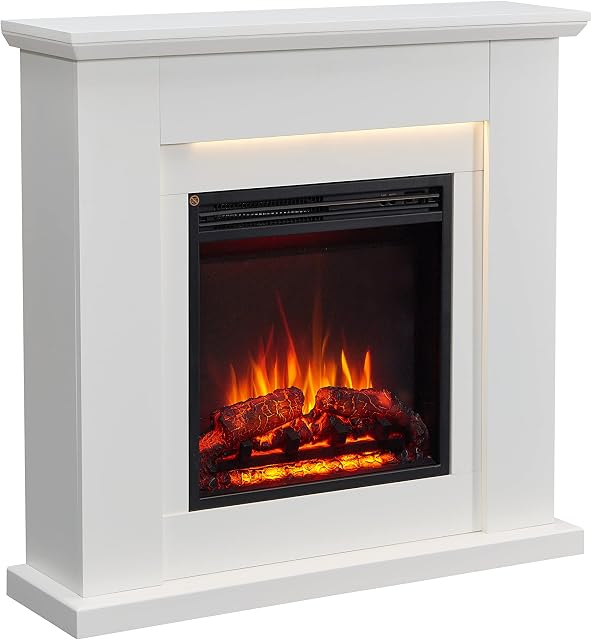 FLAMME Stratford Fireplace with 35" surround with 2kW Fireplace Heater White Multiple Colours Available
