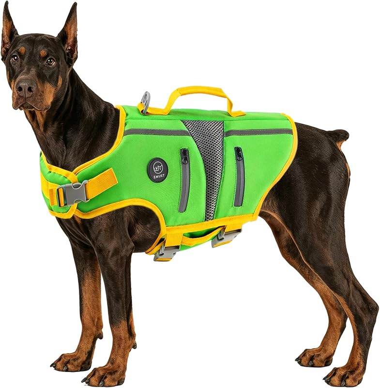 Colete salva-vidas para cães EMUST com espuma de alta flutuação e bolsos
