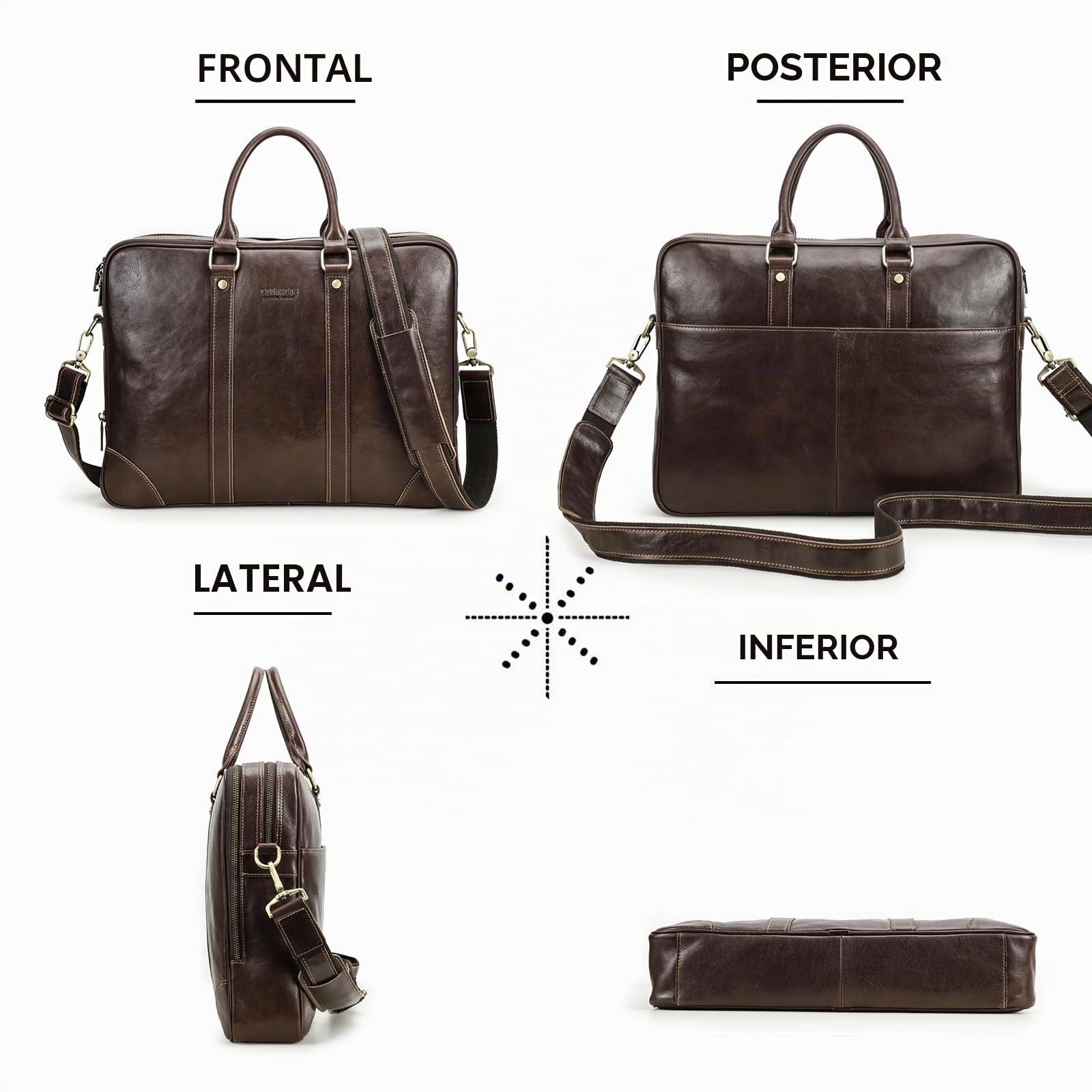 Contacts Maletín de piel auténtica para hombre de 14 pulgadas, bolso cruzado casual vintage para negocios, para hombres y mujeres, viajes, escuela, abogados