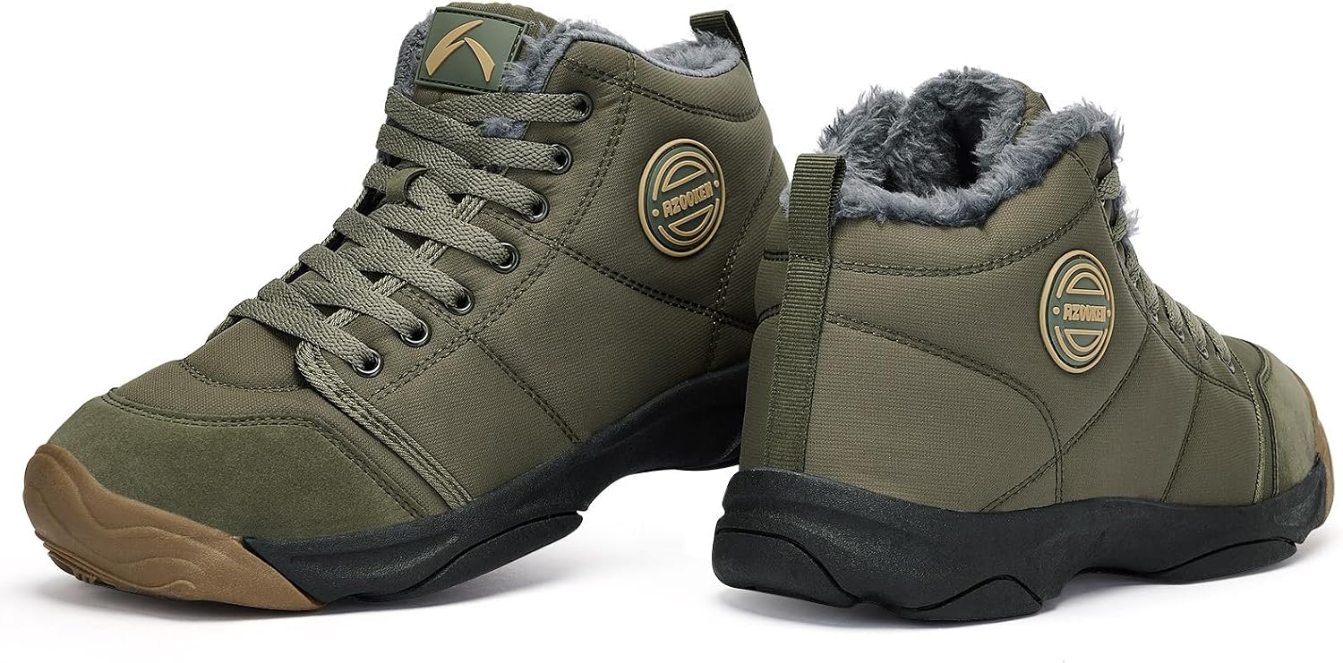 UPSOLO Mens Winter Trekking Snow Boots Water Resistant Shoes Anti-Slip Fully Fur Lined Casual Lightweight Hiking Boot