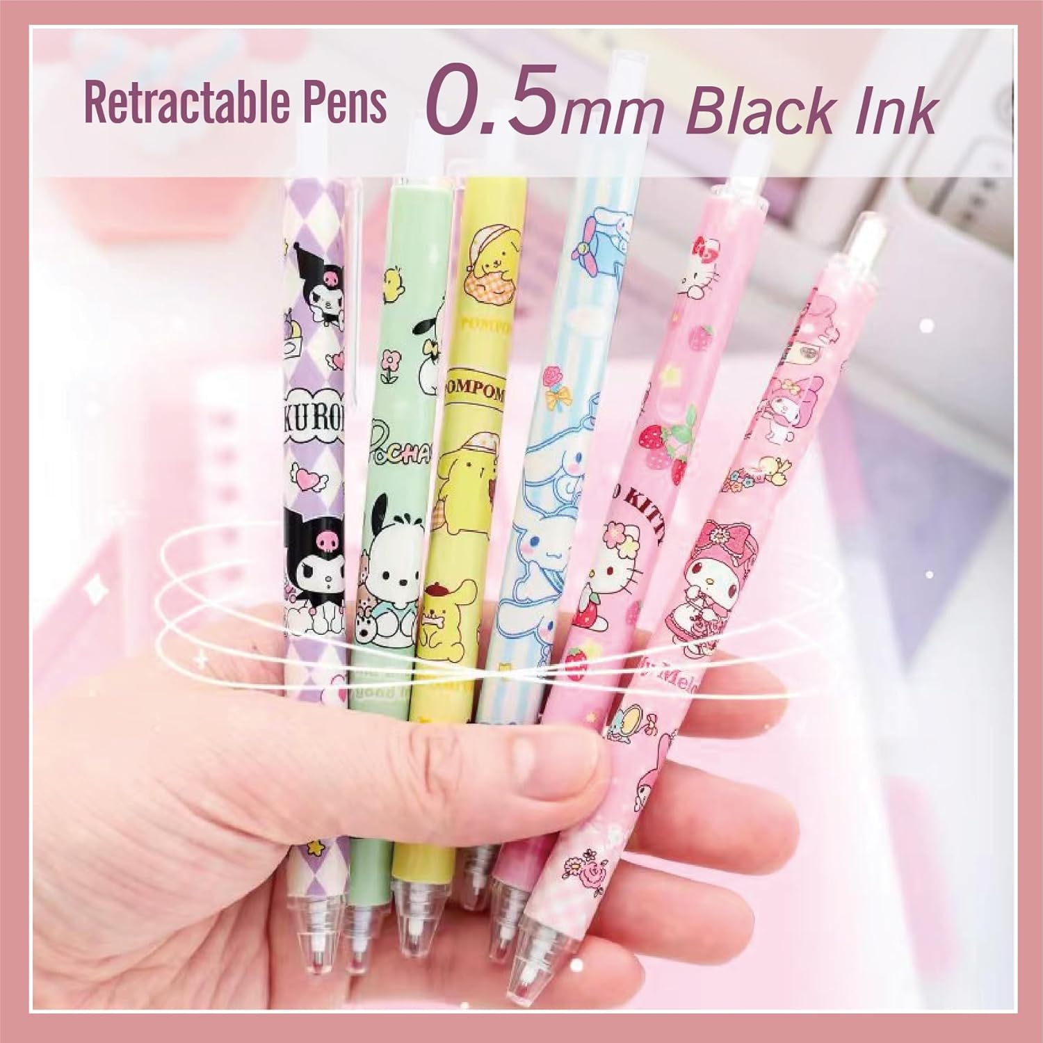 Cute Stationery Gift Set Kawaii Back to School Including Notebook Pencil Cas Ballpoint Pen ID Badge Holder Stickers Key Chain Bookmark （Pink）