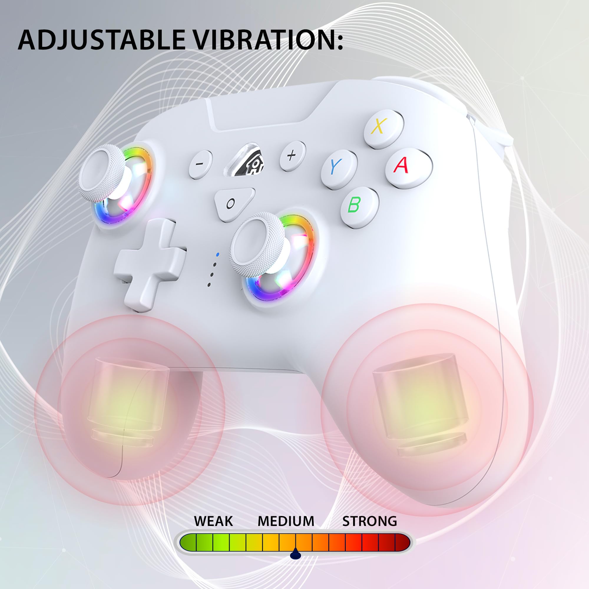 SUBSONIC - Joystick Senza Fili per Switch/Switch 2 – Wireless Controller Bluetooth con LED, Vibrazione e Giroscopio - Bianco