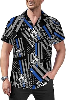 American Flag Weightlifting Mens Shirts Hawaiian Short Sleeved Cuban Collar Graphic Tees Tops