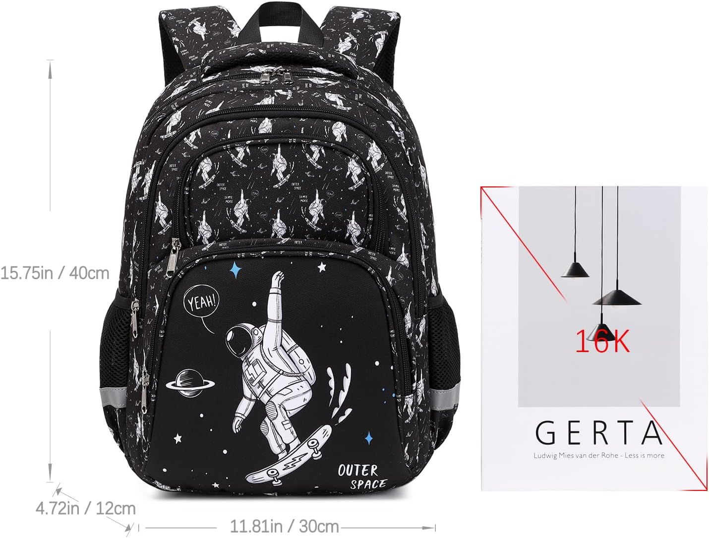 abshoo Cute Astronaut Kids School Backpack For Boys Elementary Kindergarten School Bag (Astronaut Black) - Image 3