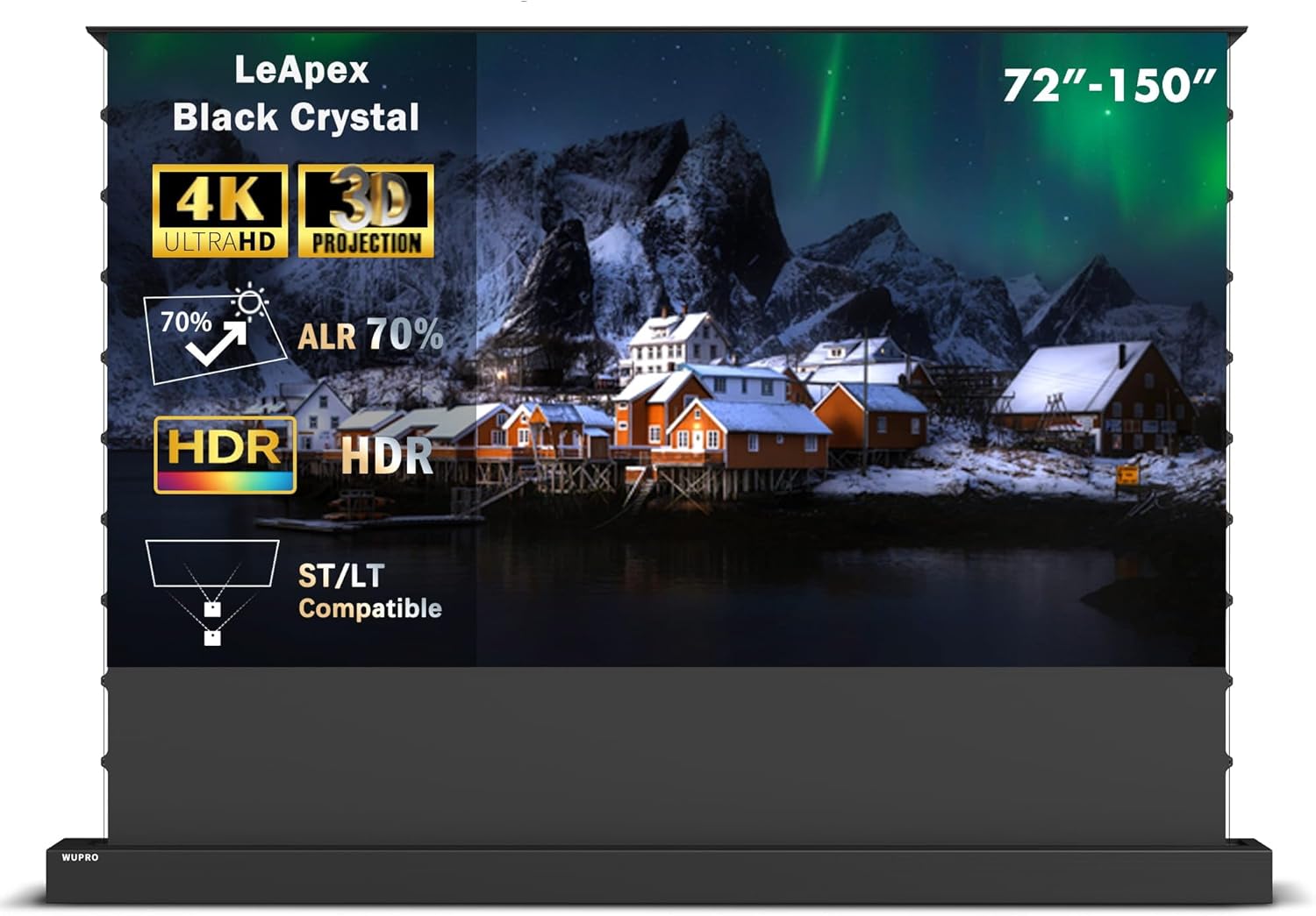 LeApex Electric Retractable Projection Screen Black Crystal ALR 100 Inch Active 3D Smart Screen for Standard/Long Throw Projectors