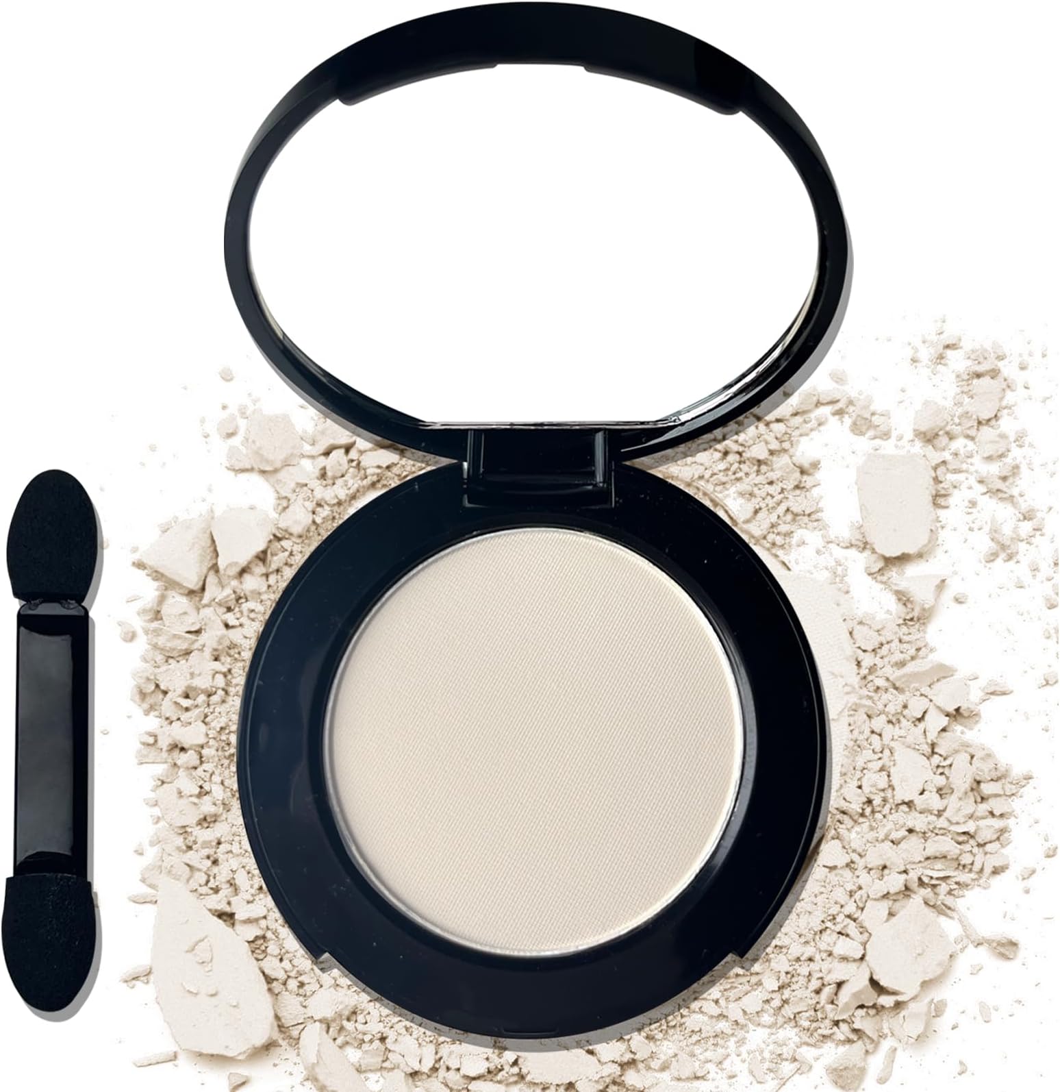 MEICOLY Off White Single Eyeshadow with Mirror,Beige Matte Eye Shadow for Halloween Makeup,Pressed Powder Eyeshadow,Matte Shade Eyelid Color Eye Makeup,High Pigment,Long Wear,Waterproof