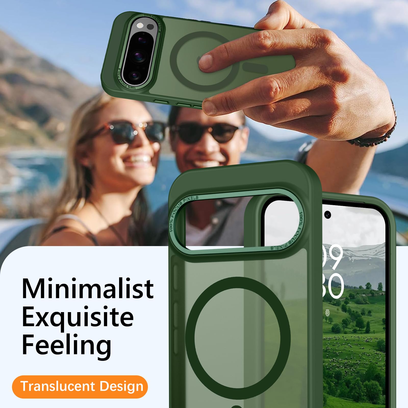 GUAGUA Magnetic For Google Pixel 10/10 Pro Case [Fit For MagSafe & Pixelsnap] With Invisible Stand, Translucent Matte, Military Grade Protection, Slim Shockproof Anti-Scratch Phone Cover, Black