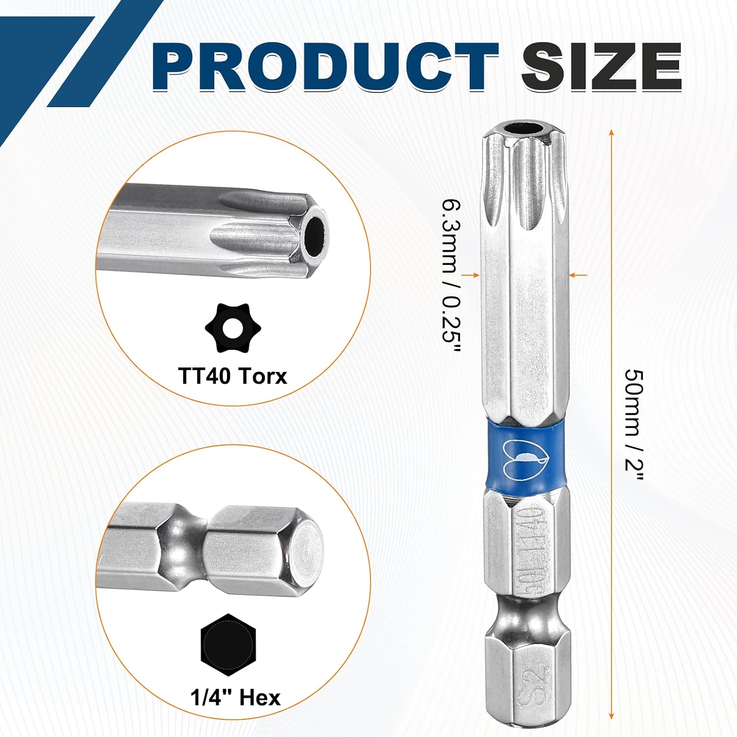 HARFINGTON TT40 Torx Head Screwdriver Bit Magnetic 1/4" Hex Shank 2" image 2