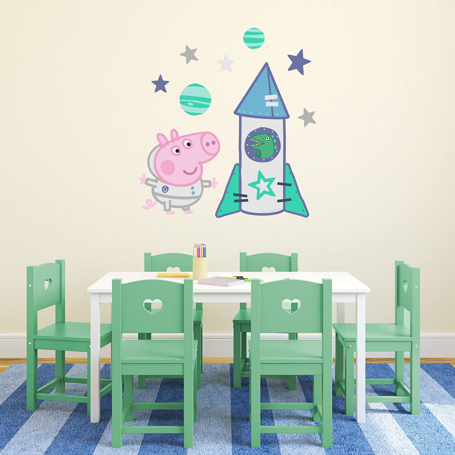 Stickerscape Peppa Pig Space Wall Stickers (George Rocket - Large Size)| Official Peppa Pig Wall Decal, Wall Decor | Easy to Apply, Cleanly Removable