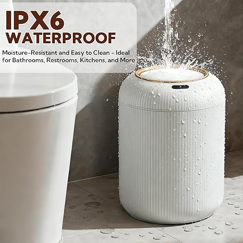 Miniatura 6 de Paquete de 2 cubos de basura con sensor de movimiento automático con tapa, bote de basura eléctrico delgado de 3 galones para baño, cocina