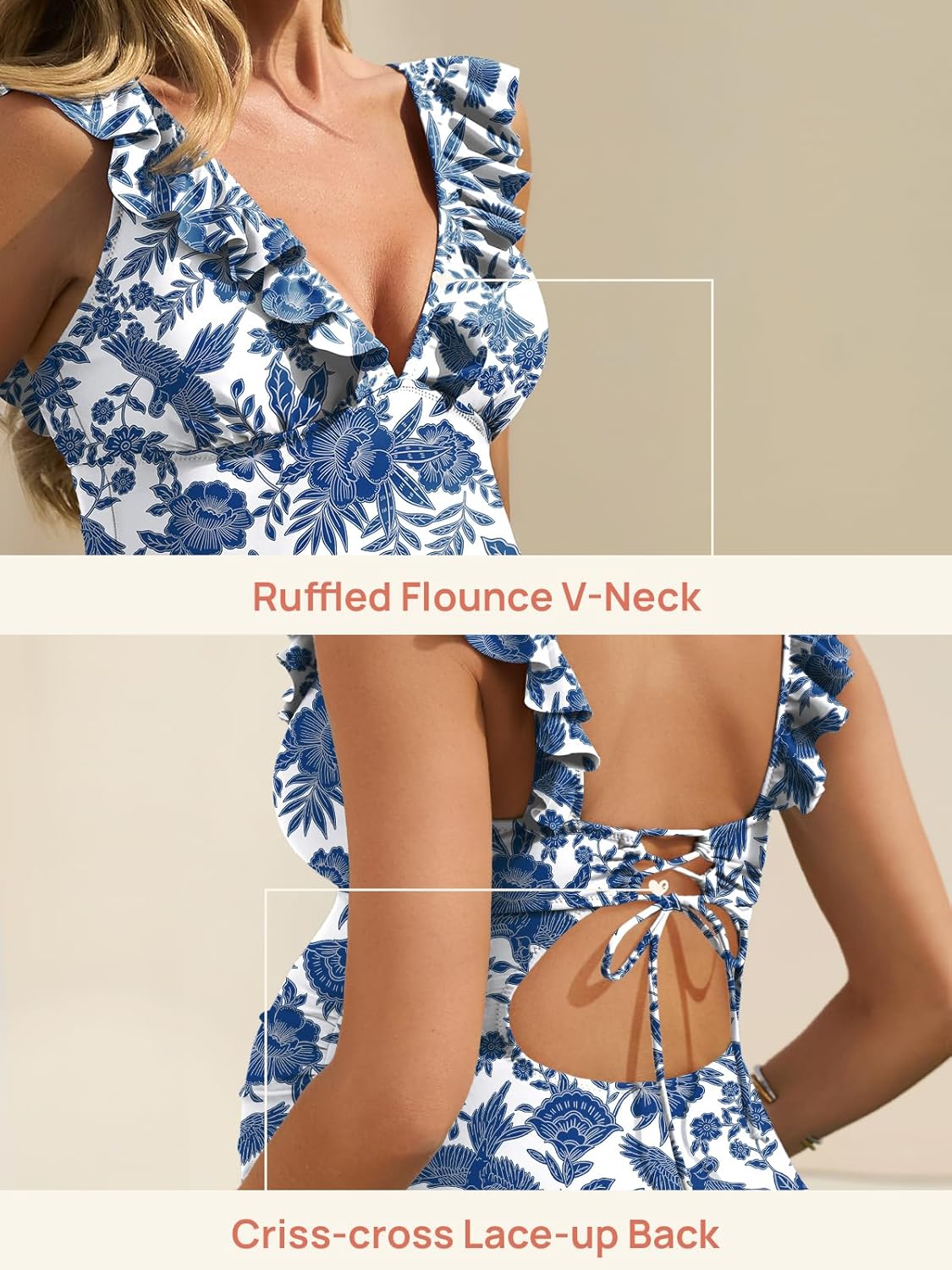 Summer Mae Ruffle Maternity Swimsuit One Piece V-Neck Pregnancy Bathing Suit Lace Up Swimwear Push Up Monokini