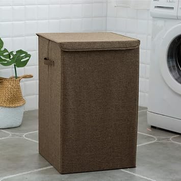 65L Large Laundry Baskets with Lid, Laundry Hamper with Handles,Collapsible Laundry Bins for Bathroom,Bedroom,Living Room,Laundry room,Nursery Room,Clothes,Toys, BlanketCoffee