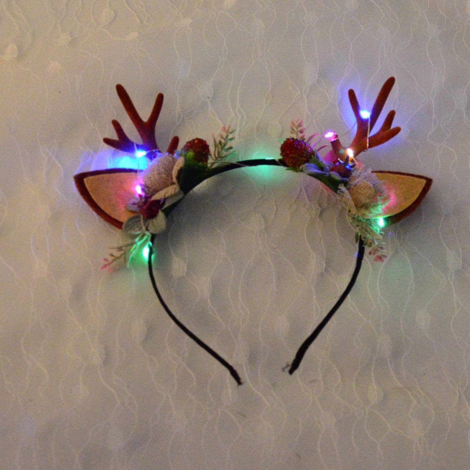 Christmas Headband With LED Lights Tree Branch Elk Headdress Light Up Antler Headband For Girls,Women Christmas Decoration