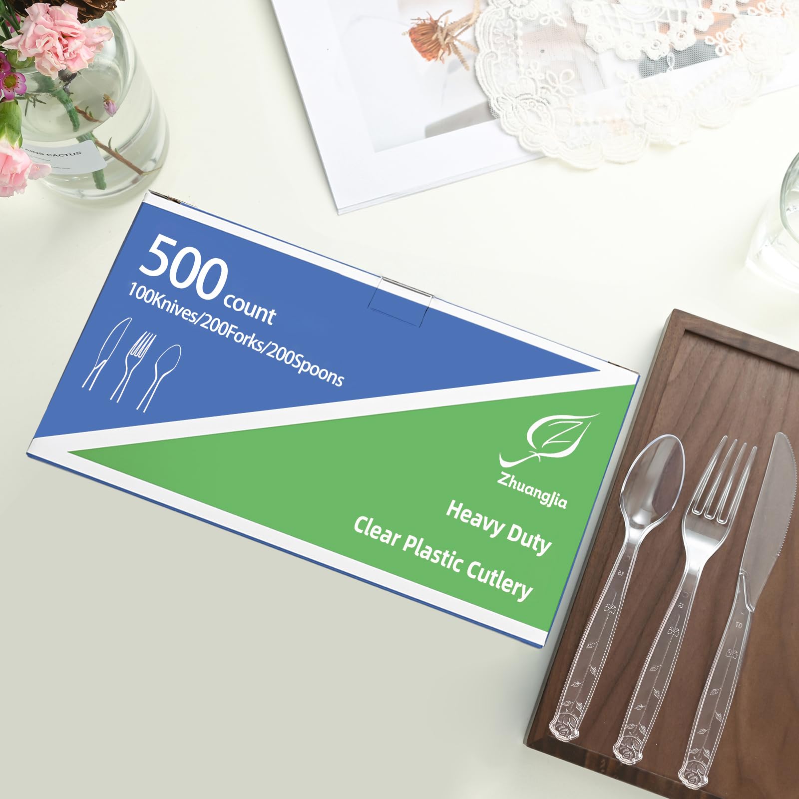 500 Count Heavy Duty Disposable Clear Plastic Forks, bulk Plastic Cutlery — Amazon image 4
