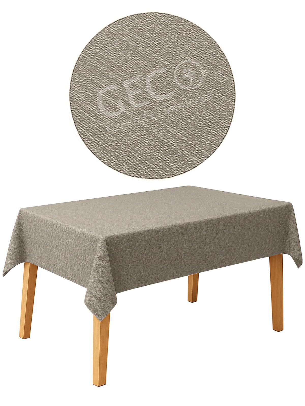 Tovaglia Rettangolare Impermeabile 120x230 cm, Antimacchia Lavabile, Plastificata Effetto Tessuto, Retro Felpato Antiscivolo, Ideale per uso Interno ed Esterno (120x230 Beige)