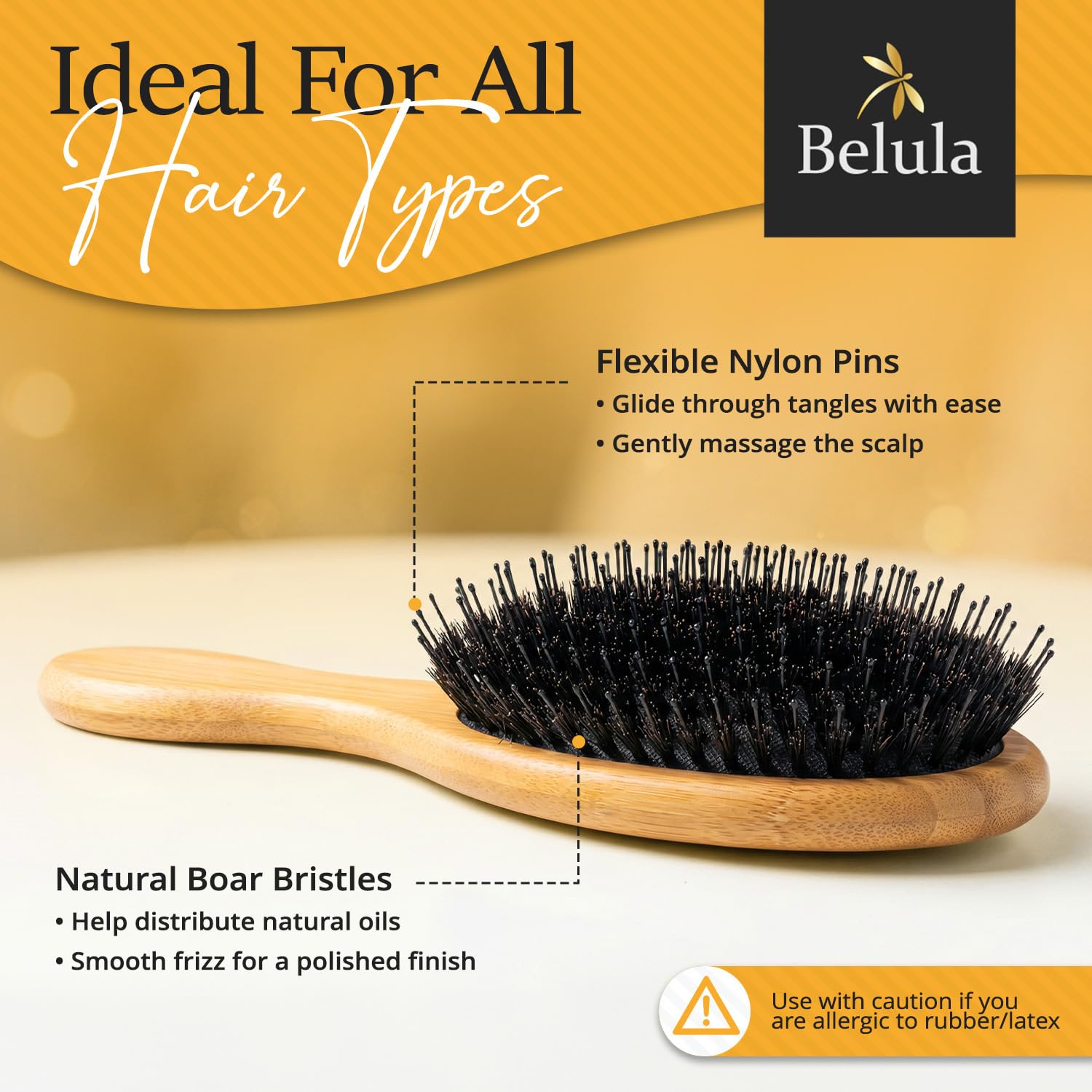 Premium Boar Bristle Hair Brush for Thick Hair Set. Hairbrush for Women With Thick, Long or Curly Hair. Restores Hair's Shine and Health. Comb, Travel Bag & Spa Headband Included