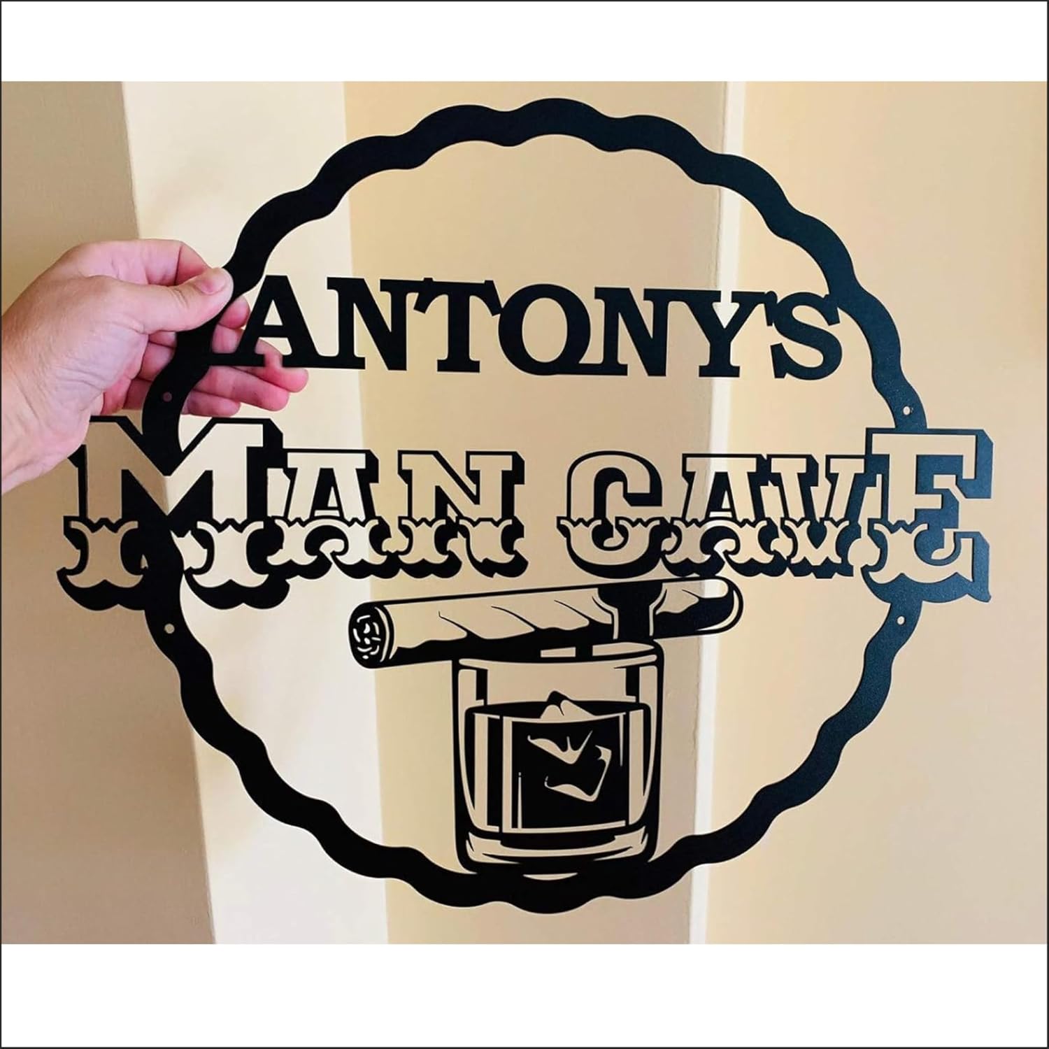 Personalized Man Cave Metal Sign, Custom Name Bar Sign, Laser Cut, Metal Wall Art, Home Decorations, Whiskey and Cigar Lounge, Housewarming Gift, Dad's Man Cave, Birthday Gift for Dad, Dad's Man Cave