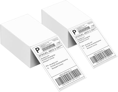 4x6 Thermal Labels, NELKO Thermal Direct Shipping Label (Pack of 1000 4x6 Fan-Fold Labels), Compatible with Rollo, JADENS, iDPRT, MUNBYN and Most Thermal Printer, Perforated, Commercial Grade