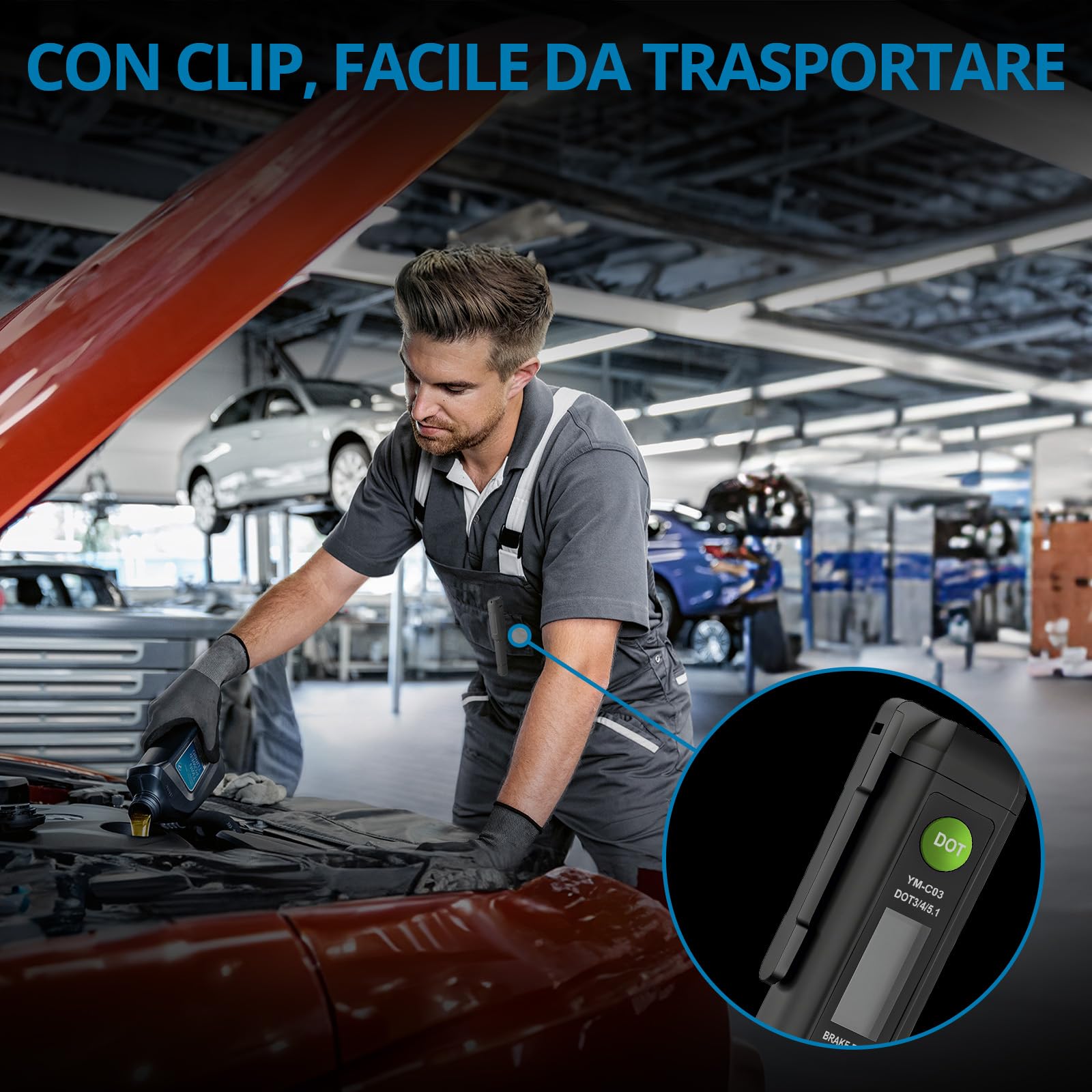 AUTOUTLET Tester per Liquido dei Freni con Allarme Acustico e Display LCD,Sonda ad Alta Sensibilità,per DOT 3 DOT 4 DOT 5.1,Strumento di Diagnosi per Liquido Freni