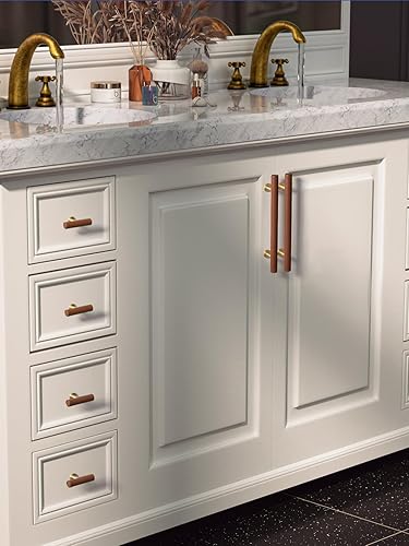 Miniatura 5 de Paquete de 2 tiradores de cuero marrón para cajones, 5 pulgadas (5.039 in), tiradores de cuero para cajones de cocina, baño, aparadores, pomos de