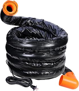 20ft Heated Sewer Hose for RV Waste Hose Heater Anti-Freeze Prevent Freezing at -20℉ 3Inches Large Pipe Diameter Bayonet Fittings with Storage Bag for RVs Campers
