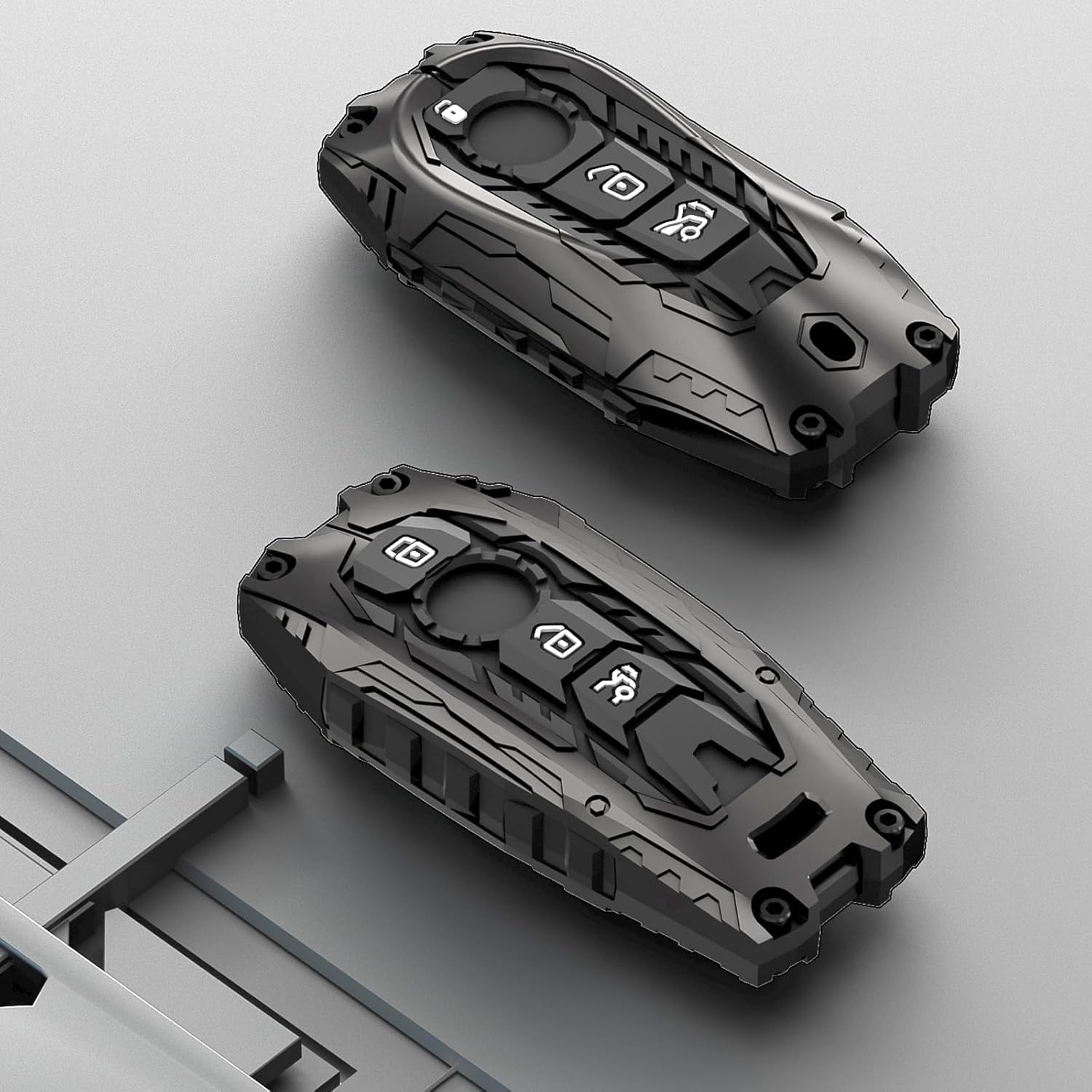 Key Fob Cover for Mercedes Benz with Keychain, Heavy Metal Key Case Protector Compatible with Mercedes Benz C E S M CLS CLK G Class Keyless Smart Key Fob(A Model-Black) - Image 6