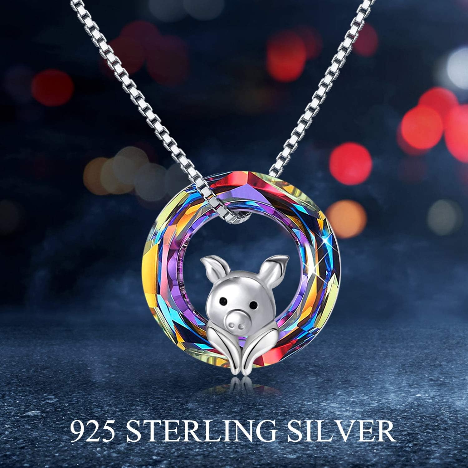 JUSTKIDSTOY Pig Necklace Jewelry 925 Sterling Silver Cute Animal Pendant Necklace with Crystal Gift for Women Girl Birthday - Image 5
