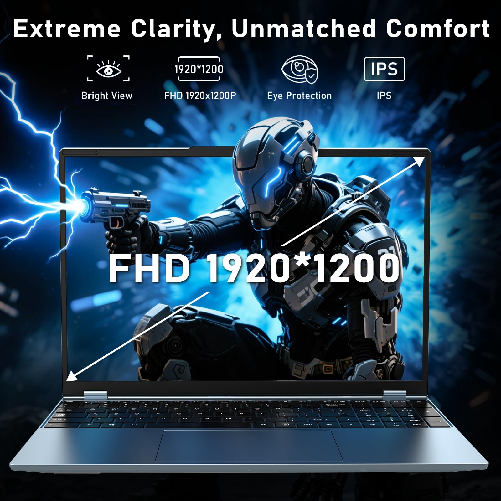 NAIKLULU Computer portatile da gioco, computer portatile 2025, Win 11 Pro 16 pollici Lap Top, 16 GB RAM 1 TB SSD PC, grafica MX350, processore N95 4C/4T (fino a 3,4 GHz), tastiera retroilluminata