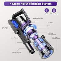 Tikom V700 Vezeték Nélküli Porszívó 450W - 33000Pa Szívóerő, 40 Perc Üzemidő, 1,3L Portartály, 6 LED Lámpa, Lila, Szőnyeghez, Állatszőrhöz 2