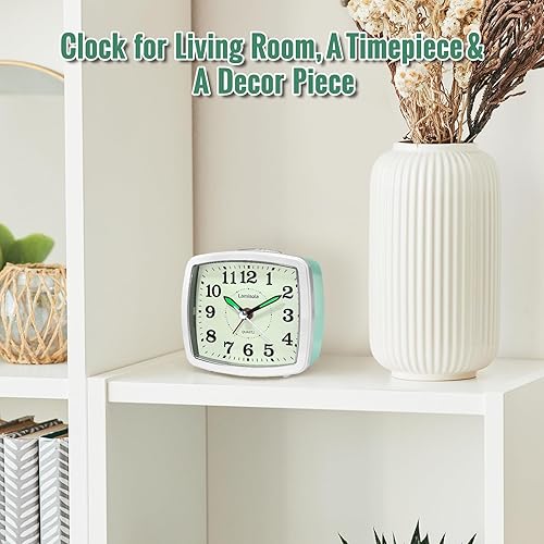 Miniatura 6 de Reloj despertador analógico de viaje con batería, reloj pequeño para dormitorio, escritorio, mesa, estante de reloj, habitación, oficina, baño,