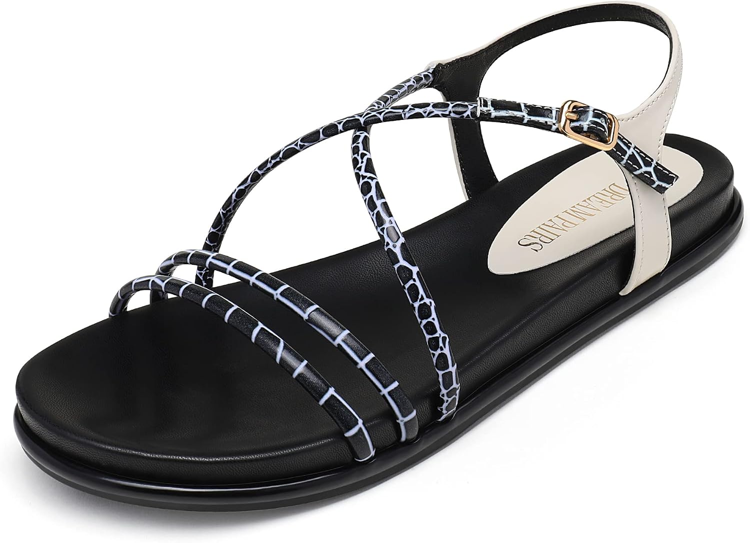DREAM PAIRS Women’s Sandals Summer Casual Dressy Cross Strappy Cute Comfortable Round Toe Flat Sandals