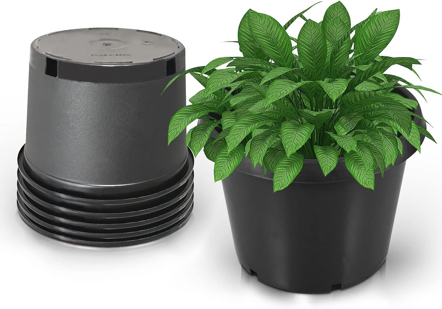 waltyotur 10PCS 1.6 Gallon Round Durable Planter Nursery Pots, Injection Molded Plastic Plant Container Garden Planter Pots for Indoor Outdoor Plants Flower Vegetables, Black