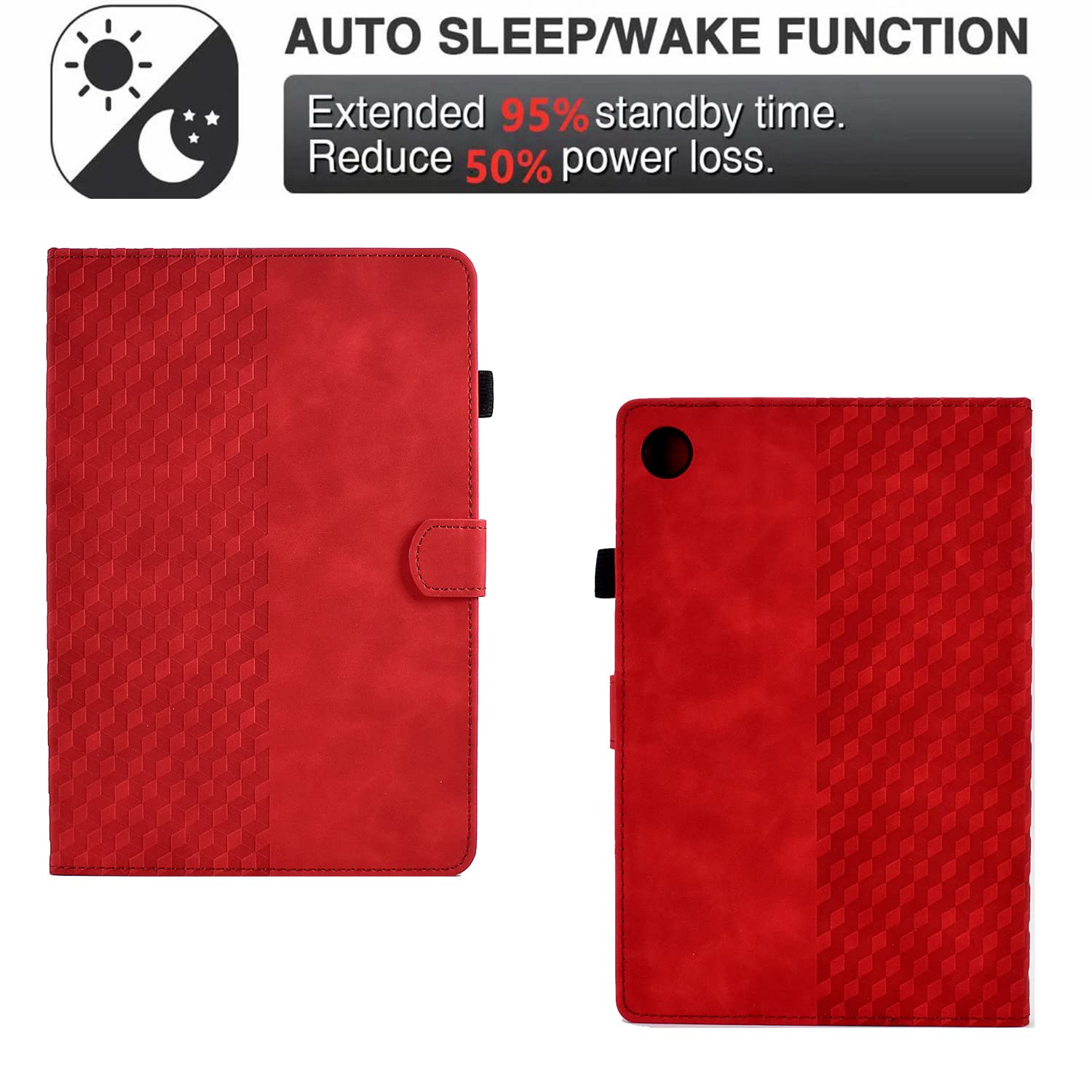 CASAFUNY Case for Huawei MediaPad M5/M5 Pro 10.8 Inch Tablet, PU Leather Protective Cover with Multi-Angle Stand, Red - Image 4