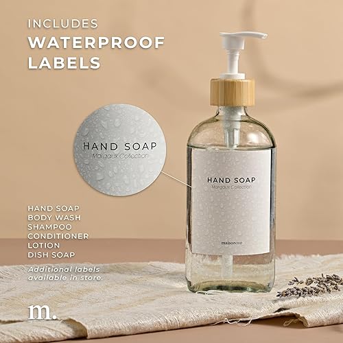 Miniatura 6 de MaisoNovo Dispensador de jabón de manos de vidrio  Dispensador de jabón para platos para cocina  Botellas transparentes de 16.9 onzas con bomba de