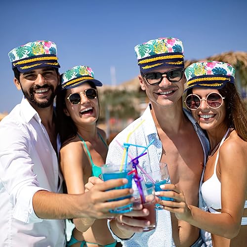 Miniatura 8 de SOIMISS Disfraces de Halloween para hombre, 4 unidades, sombrero de capitán, ajustable, sombrero de marinero, sombreros de marinero, sombrero azul
