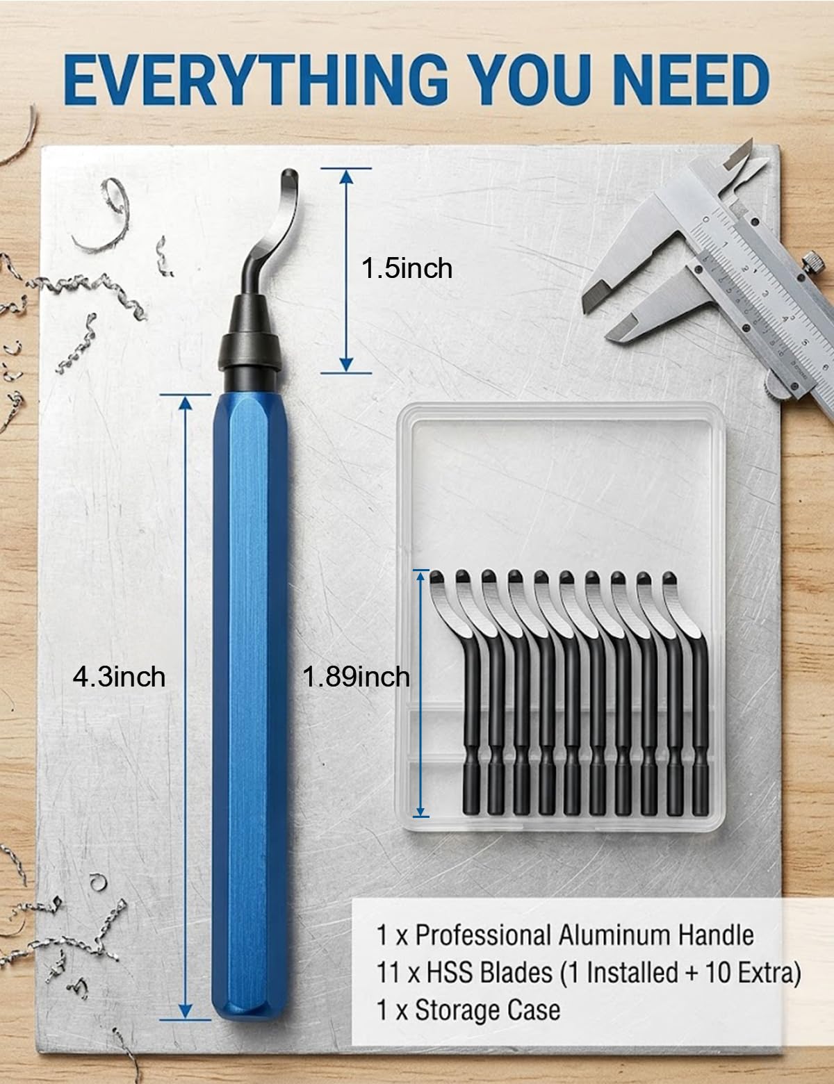 Deburring Tool - 11 Blade HSS for Metal & 3D Prints -2