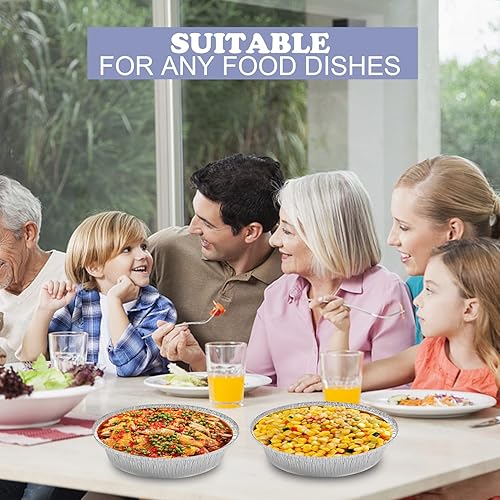 Miniatura 6 de Sartenes de papel de aluminio de 9 pulgadas sartenes desechables de papel de aluminio recipientes desechables redondos con paredes rectas platos de