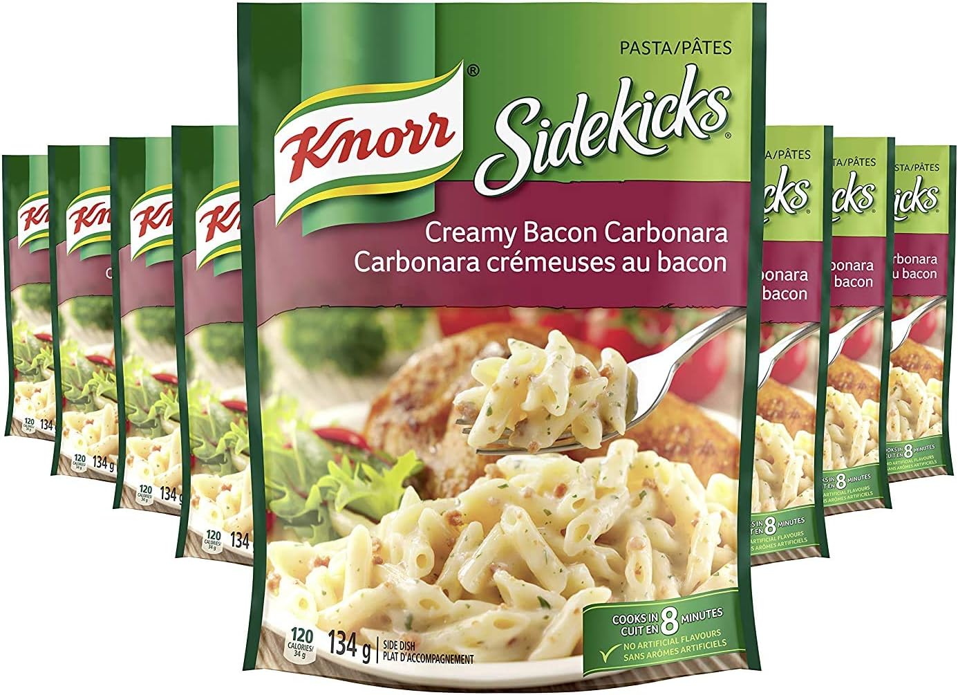 Knorr Sidekicks Cream Bacon Carbonara Pasta 134g/4.72 Ounces 8 Count