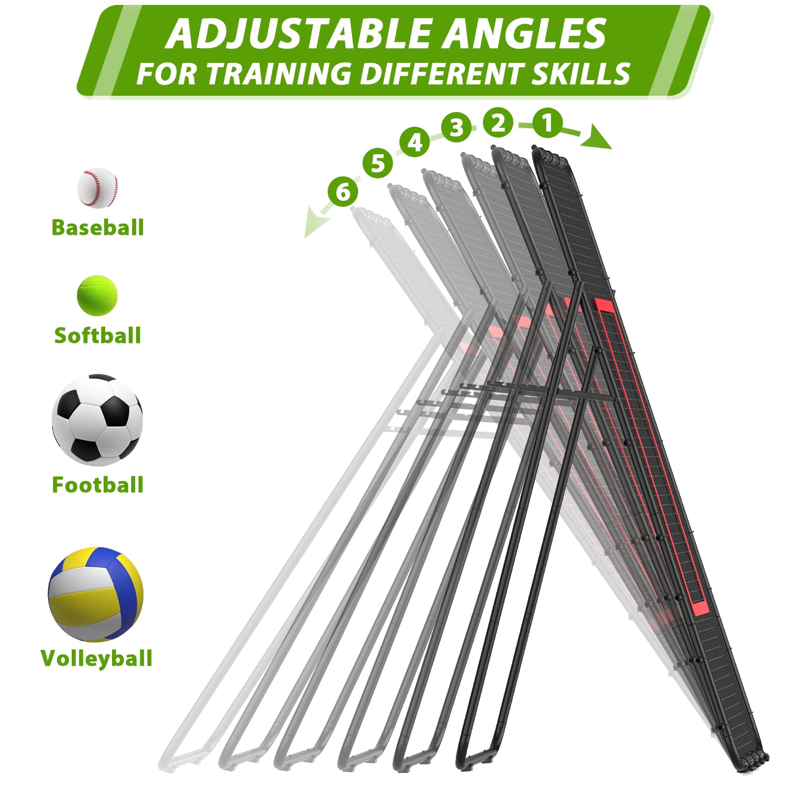 Verstellbares Volleyball Rebounder Netz, Volleyball-Trainingsgerät mit Schlagzone für Schlagen, Servieren, Passen, Spike-Übung, Rücksprungnetz für Baseball, Lacrosse, Tennis, Fußball 2,2 x 1,2 m