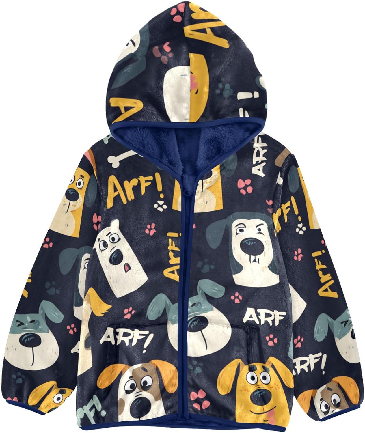 Colorful Cute Cartoon Funny Dogs Toddlers Winter Jackets Outerwear Jackets Navy Blue Fall Baby Boy Clothes