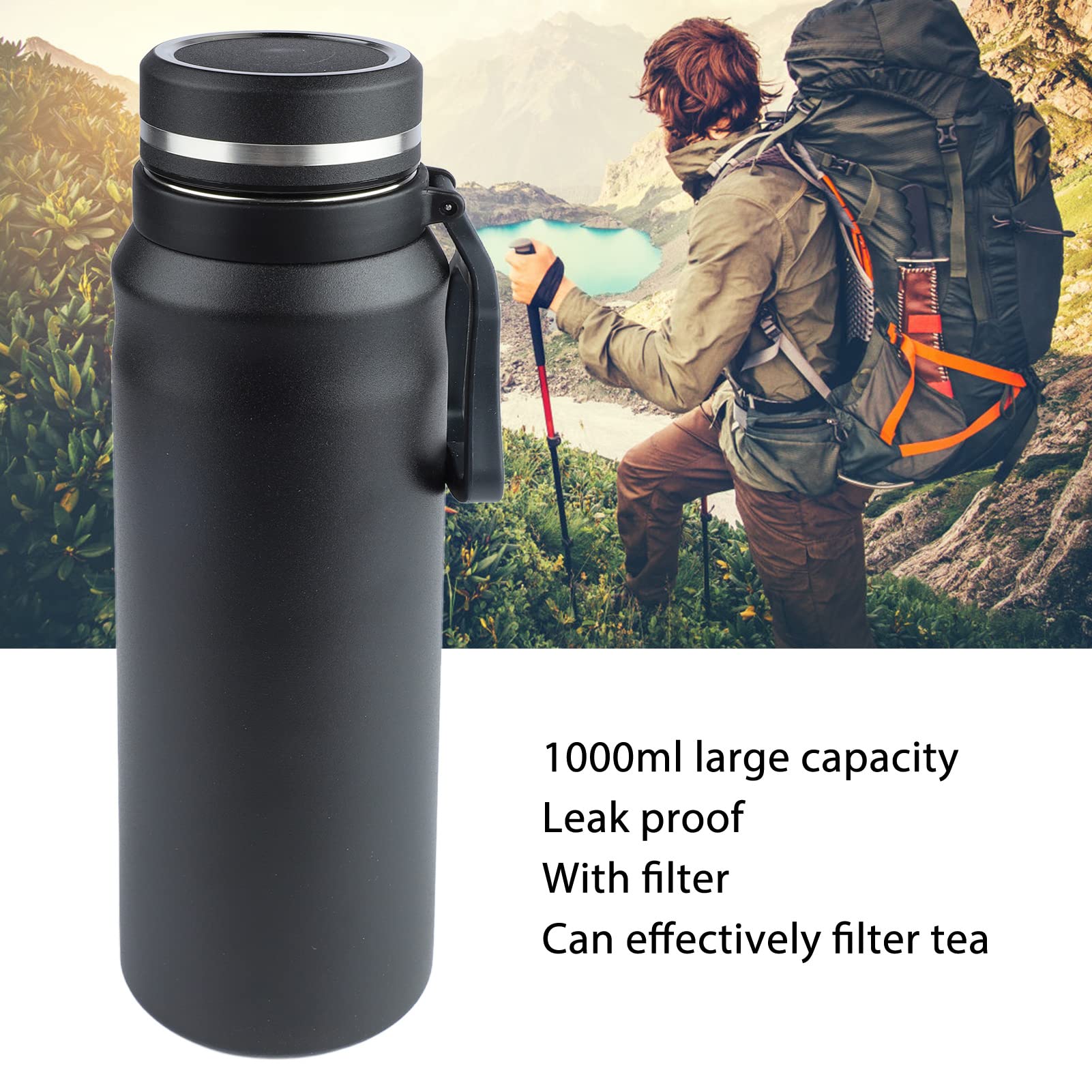 Gourde Isotherme Inox 1000 Ml - Bouteille Sport Sous Vide (argentée)