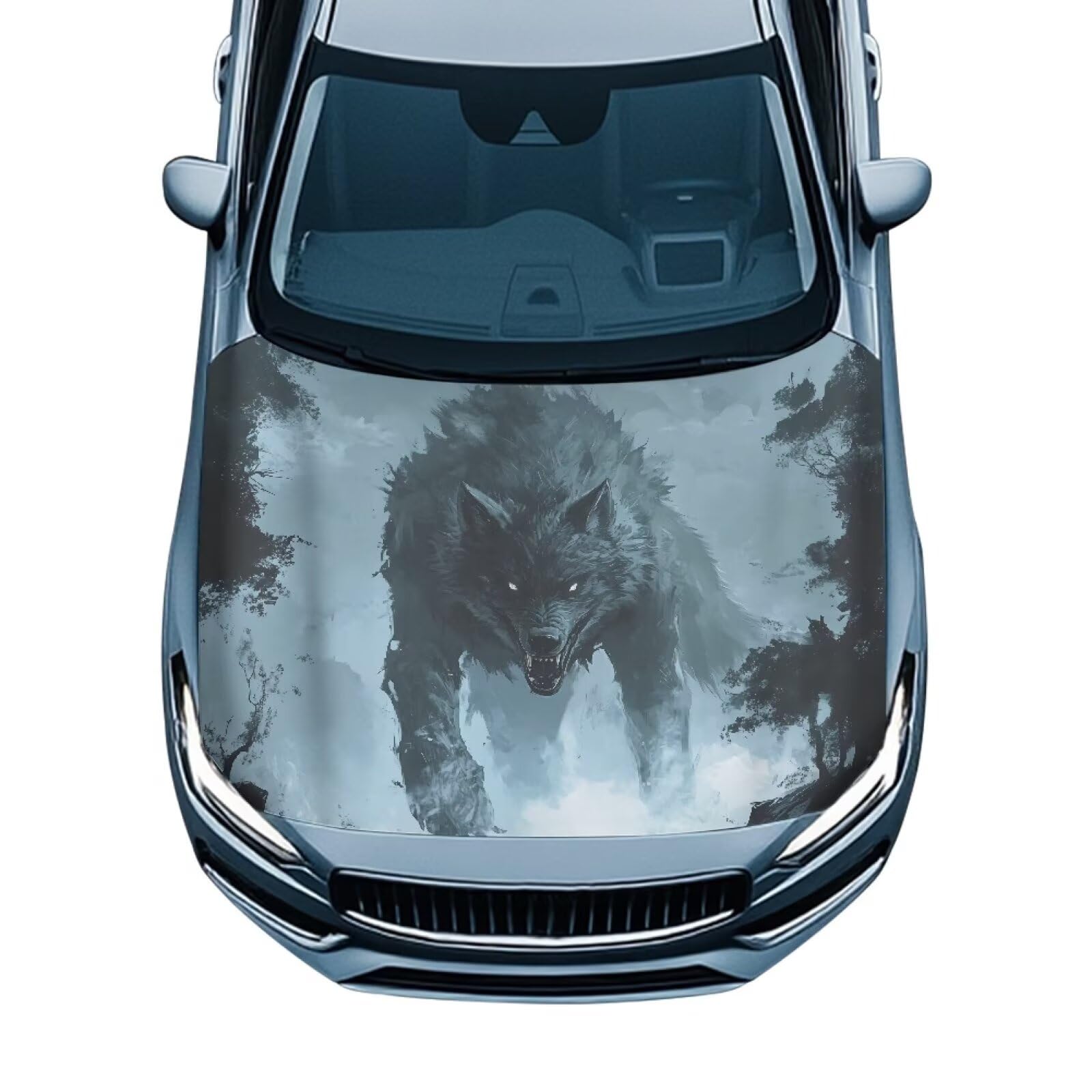 Wolf Car Hood Cover All Weather Protection Automotive Exterior Accessories Universal Fit Hood Covers for Cars, Trucks, SUV, or Van Full Coverage with Elastic Band