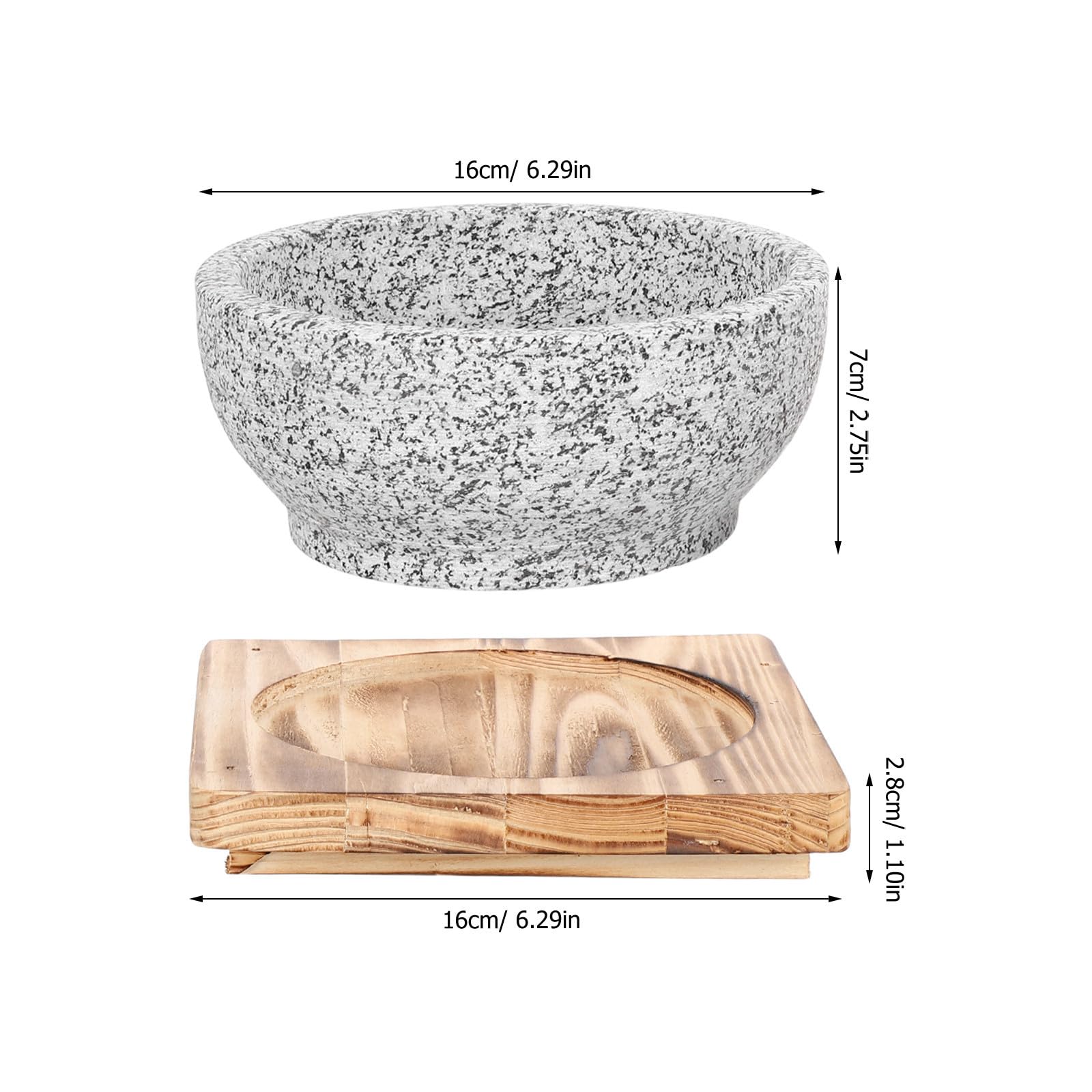 Sosoport Bol de Bibimbap Coréen en Pierre avec Couvercle et Plateau 16 CM