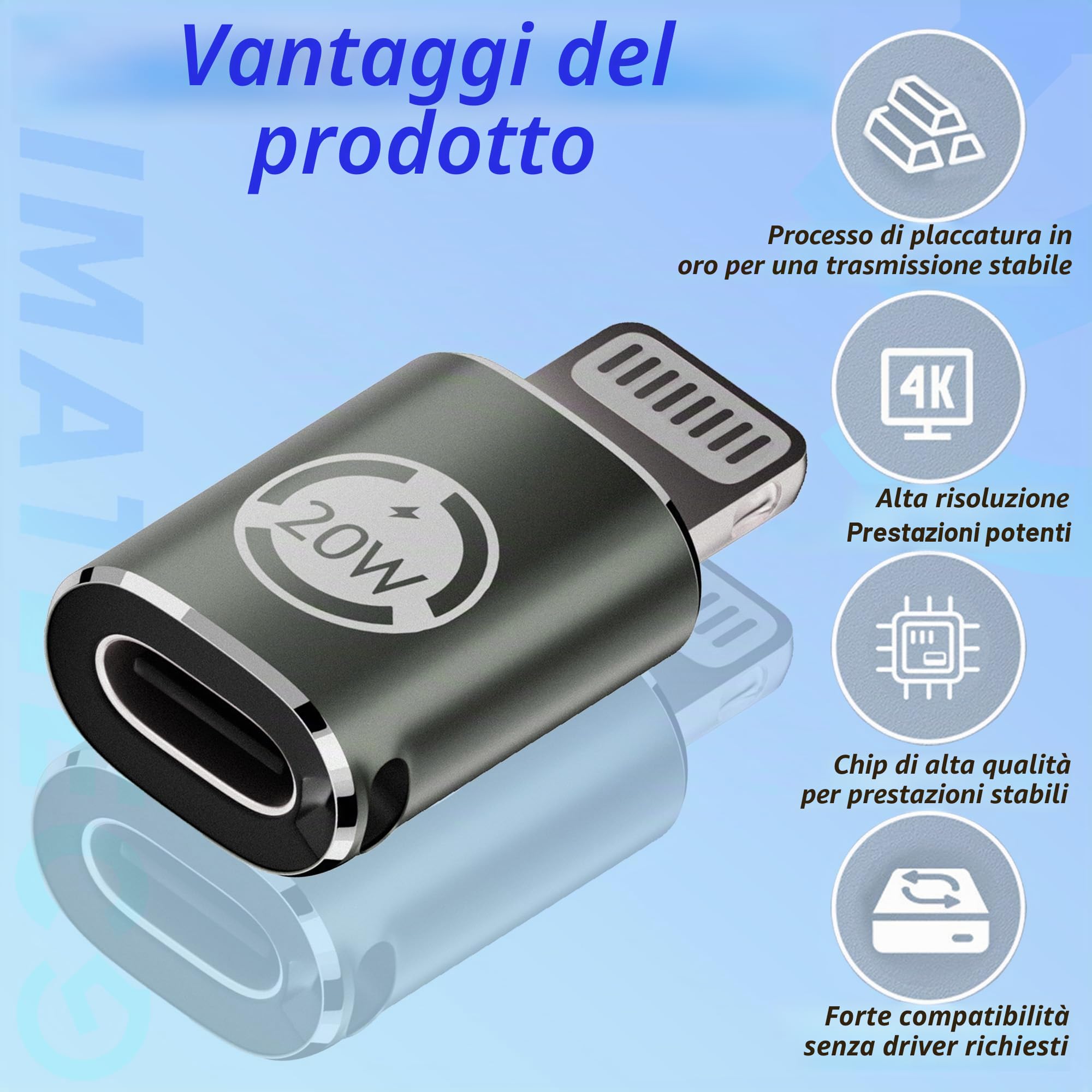 Adattatore da USB C a Lightning, da USB-C femmina a Lightning maschio, supporta la ricarica rapida PD da 20 W, adatto per iPhone 14/13/12/iPad, non adatto per OTG (verde scuro, 2 scatole)