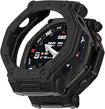 FTRONGRT Cover Compatible with Amazfit T-Rex 3 Pro 48 mm, Soft TPU, Scratch-Resistant Watch Protective Case, Black