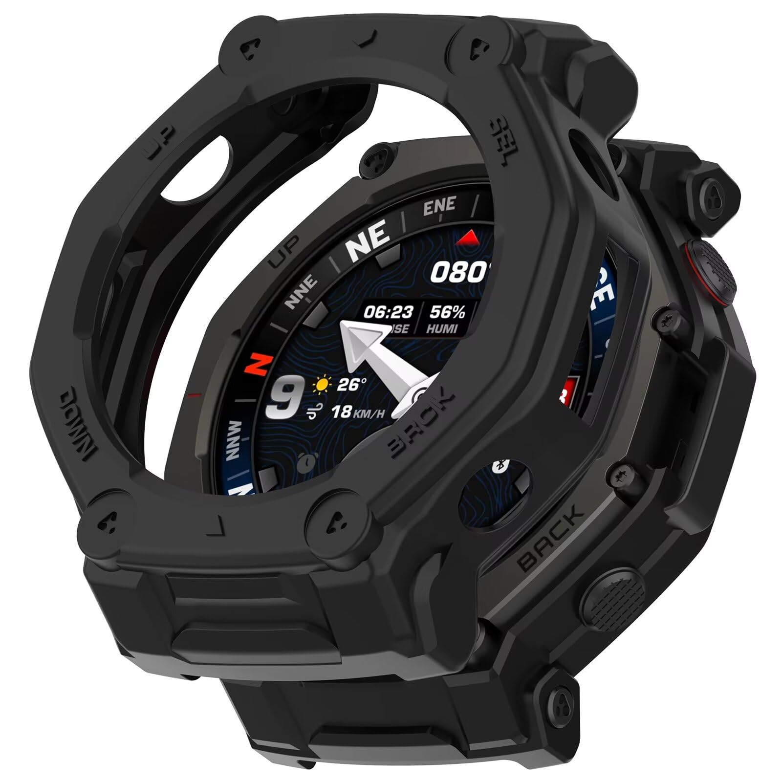 FTRONGRT Case Compatible with Amazfit T-Rex 3 Pro 48mm, Soft TPU, Anti-Scratch, Hollow Look Protective Case, Black