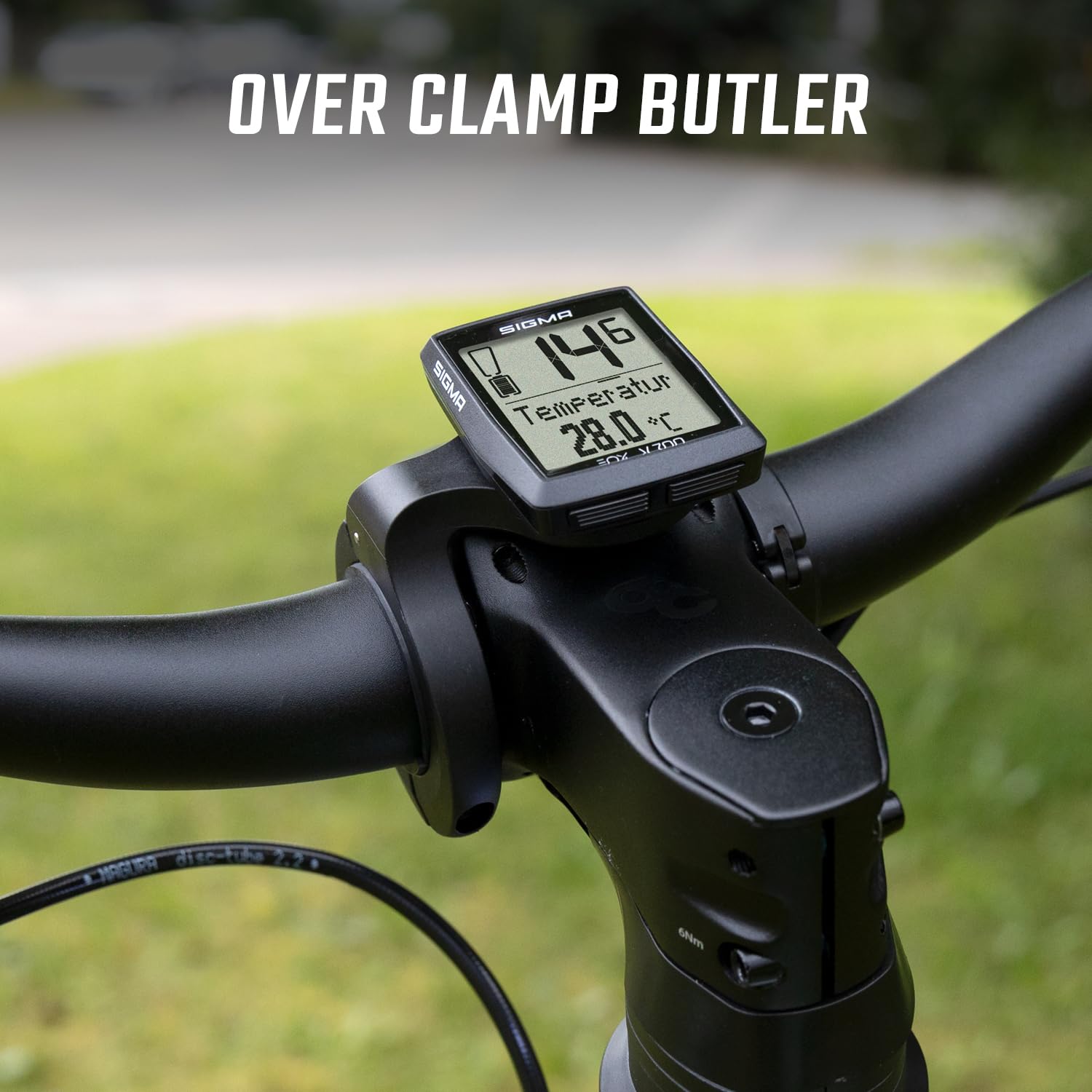 SIGMA EOX View 700 | ciclocomputador para e-Bike Incl. Over CLAMP Butler | ciclocomputador Impermeable para e-Bike | Compatible con la aplicación Gratuita EOX